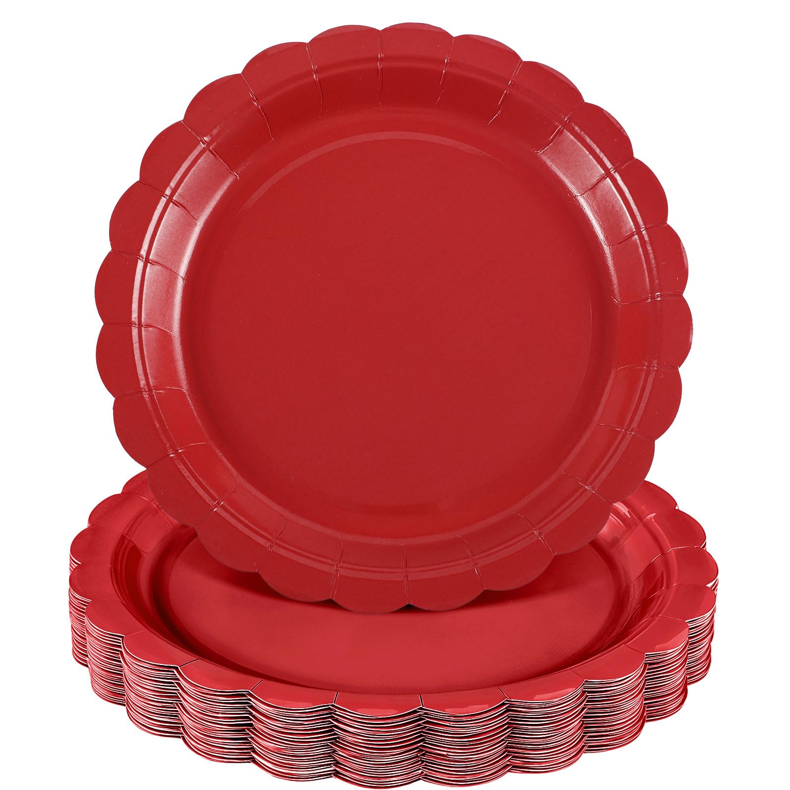 Assiettes en papier rouge de 22,9 cm pour dessert et grand dîner