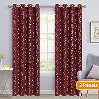 Vista 386 de BGment Room Darkening Curtains 95 Inches Long, Grommet Thermal Insulated Blackout Curtains with Wave Line and Dots Printed for Bedroom, 2 Panels