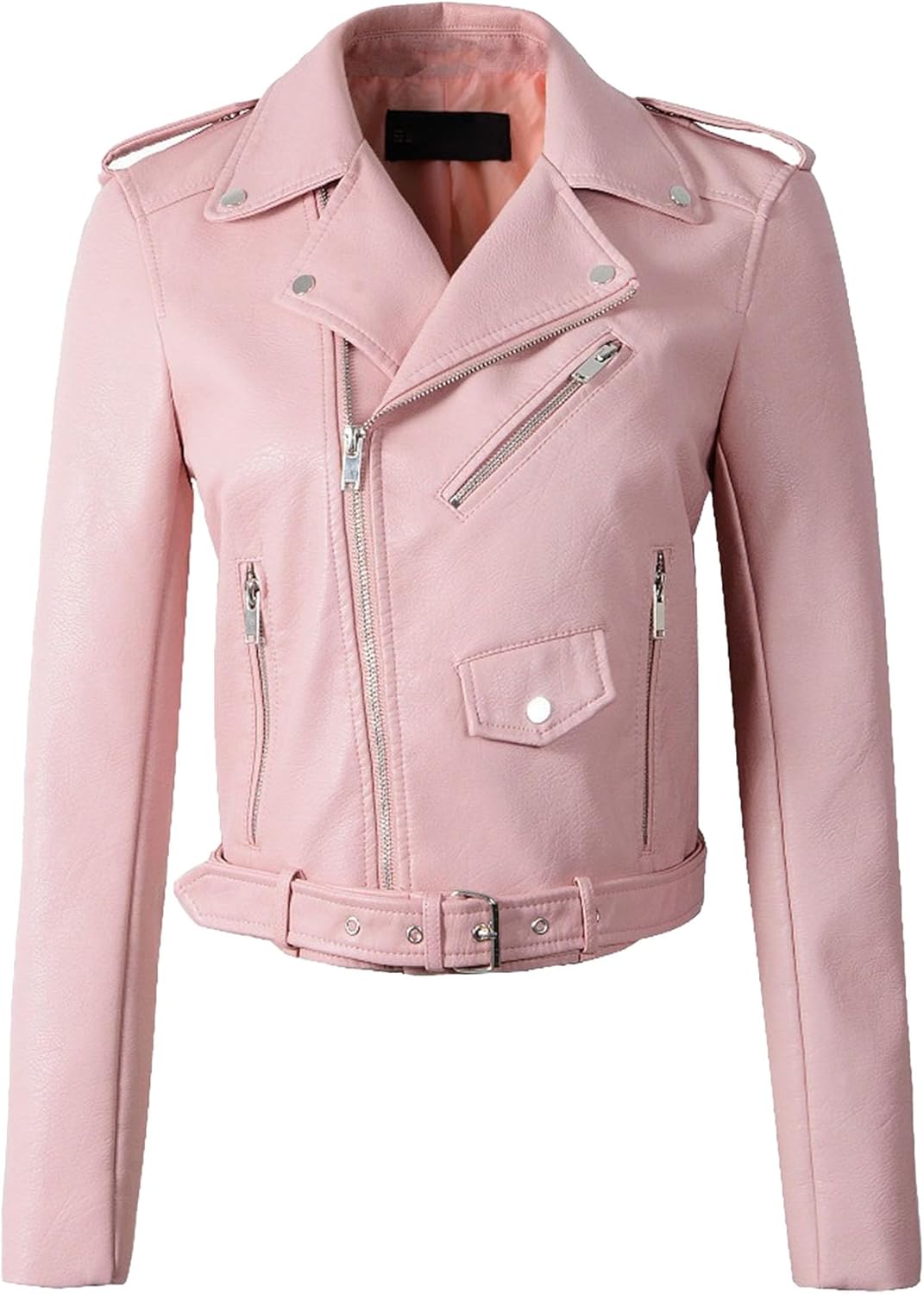 Women's Washed Faux Leather Lapel Coat Cropped Open Front Fashion Coat Jacket Slim Fit Motorcycle Fall Coats