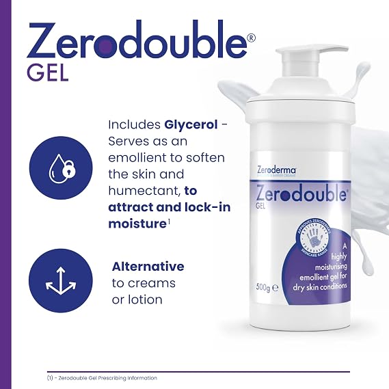 Zeroderma Zerodouble Gel, 2-in-1 Formula for Dry Skin, 500g