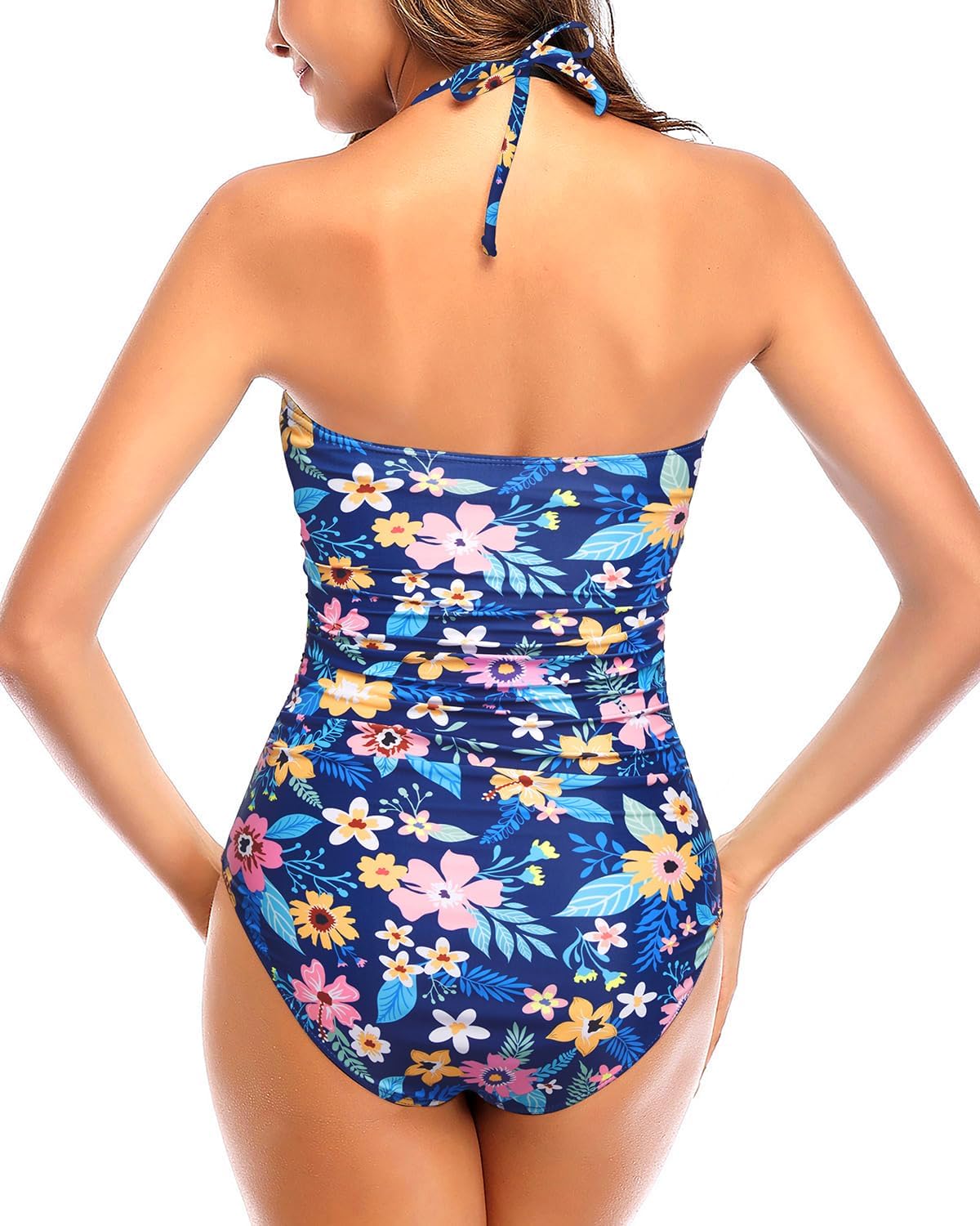 Tempt Me Women Sexy Cutout One Piece Swimsuits Tummy Control High Waisted Halter Front Tie Knot Bathing Suit