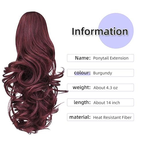 Miniatura 381 de Brown ponytail extension,16" claw clip hair extensions ponytail short curly hair ponytail Extension Natural Looking Synthetic Hairpiece for Women