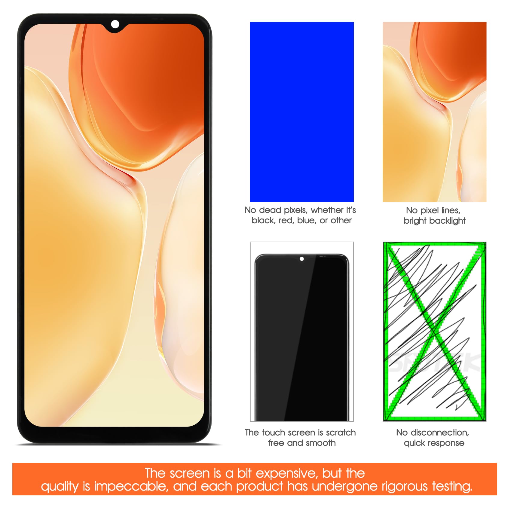 Pantalla LCD para Samsung Galaxy M12 LCD Pantalla para Galaxy M12 SM-M127F/DSN de 6,5 Pulgadas Display Screen Replacement Digitalizador Pantalla Táctil con Herramientas (Negro con Marco)