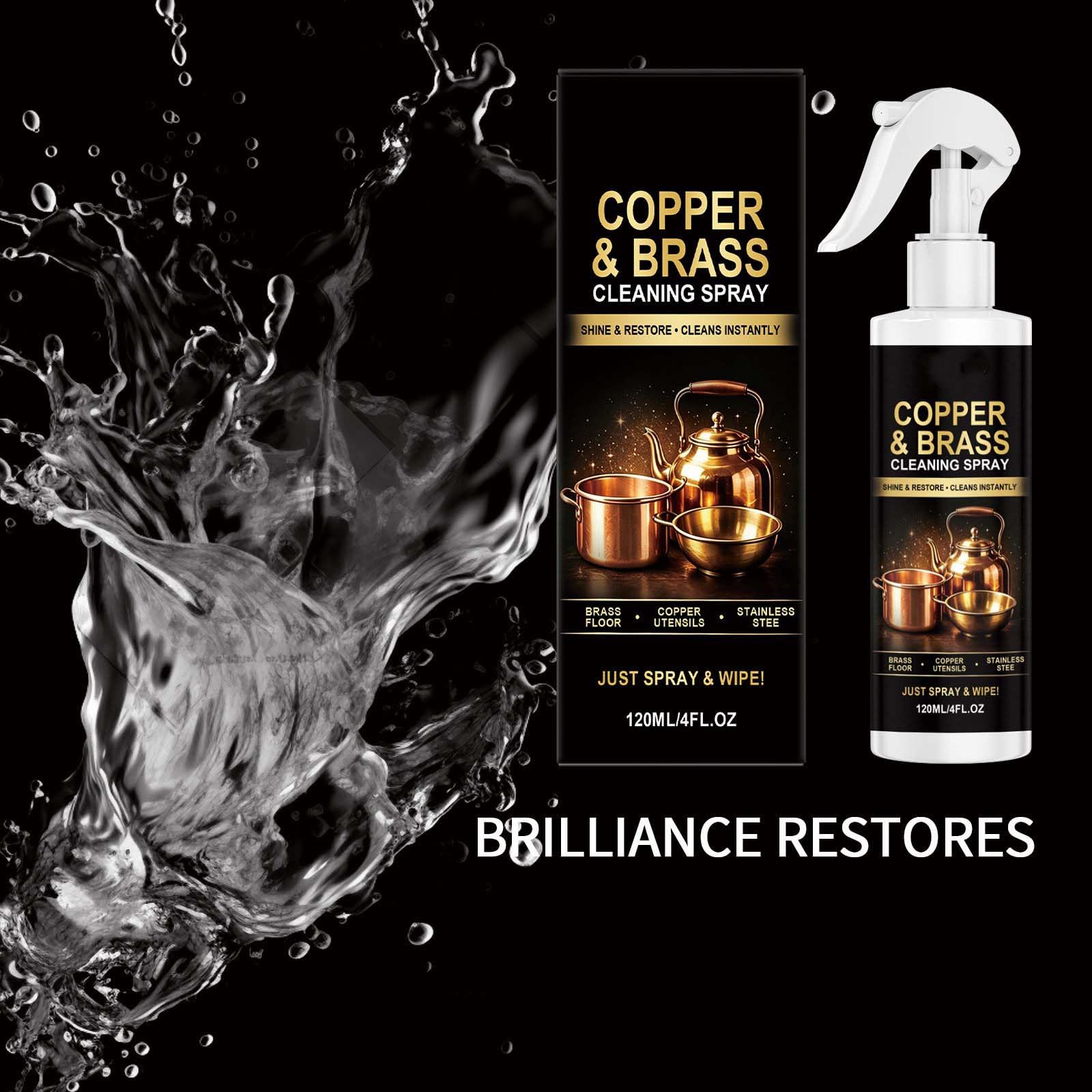 Detergente ad azione rapida per ottone e lucidatura del rame, spray istantaneo per rimuovere l'ossidazione dell'ottone, liquido per la rimozione dell'ossidazione, liquido multiuso per la cura dei