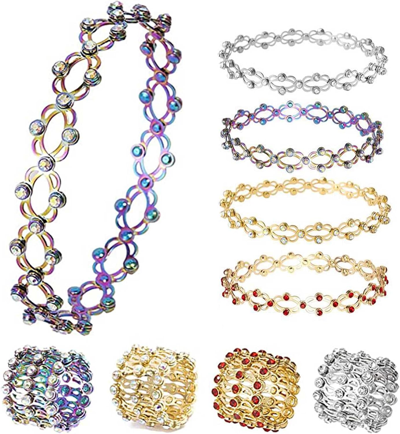 Eastbon Magic 2 in 1 Folding Retractable Ring Bracelet, Lymph Drainage Magnetic Therapy Bracelets,Adjustable Magnetic Therapy Transforming Bracelet Ring Unisex : Health & Household