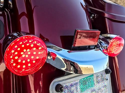 Miniatura 6 de Negro hacia fuera rojo LED señal de giro corriente luz insertar Harley Bullet 1157 bombilla FL FX XL humo lente touring dyna softail sportster calle