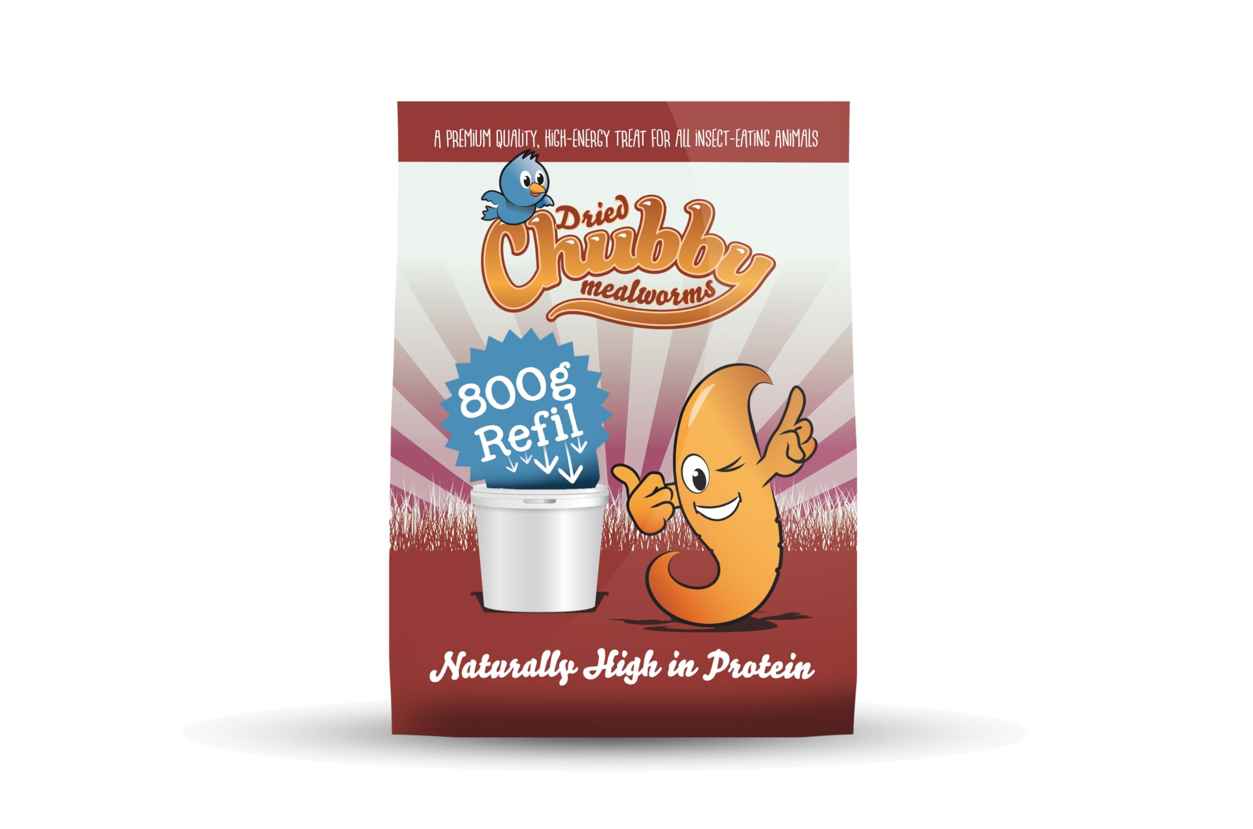 Chubby Mealworms Refill Bag (800g), Dried Mealworms For Wild Birds, Protein Rich Dried Meal Worm, High Energy for Birds, Reptiles, Geckos, Ducks