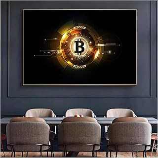 Cuadro nórdico sobre Lienzo con Bitcoin Dorado impresión HD póster Arte de Pared Moderno Imagen Modular para Sala de Estar decoración del hogar 50x70cm sin Marco