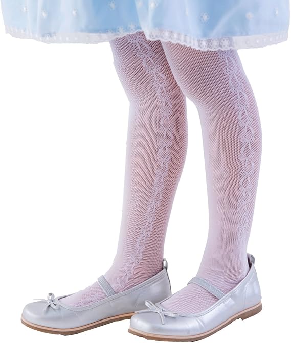 Amazon Co Jp 赤ちゃんまーけっと 柄タイツ 子供 発表会 ドレス キッズ ジュニア 女の子 柄ストッキング 網タイツ サイドリボン マシュマロピンク 85 135cm 日本製 ファッション