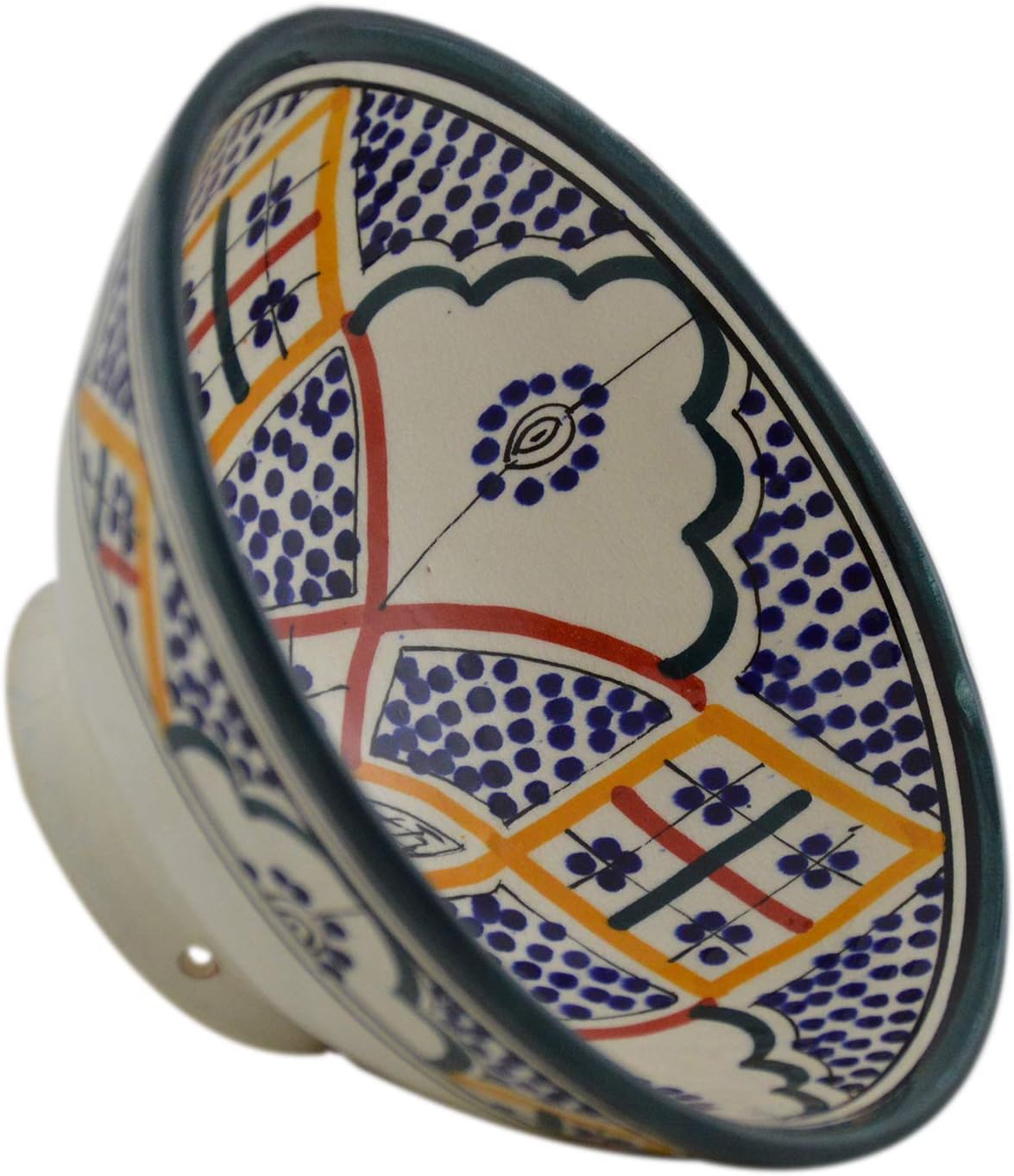 Treasures Of Morocco Ceramic Bowls Moroccan Handmade Serving Bowl Aqua 8" in diameter Rainbow