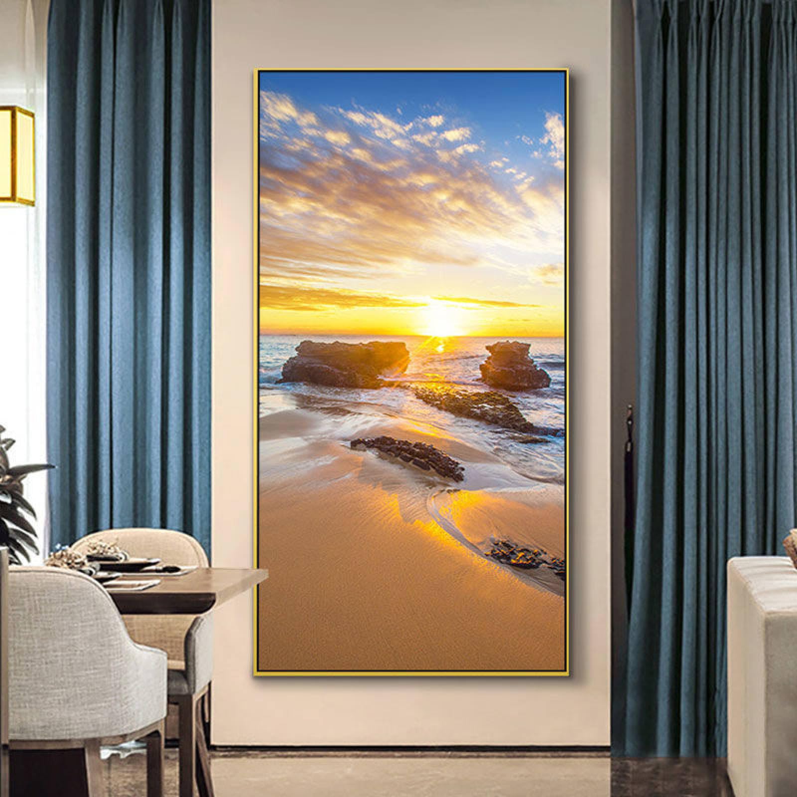 Peinture à l'huile paysage de plage de récif tableau de vagues simples déco murale