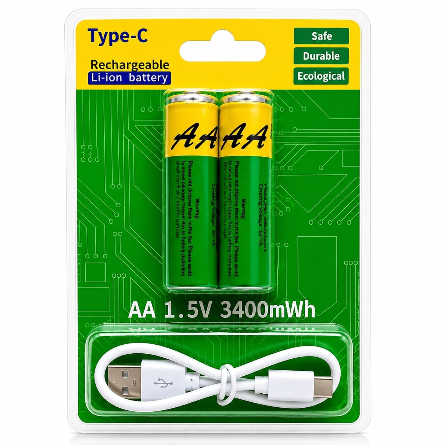 LINEAR USB Type-C Rechargeable AA Batteries 2 Pack | 1.5V 3400mWh Li-ion Double A Battery Cells with Fast Charging Cable | High Capacity USB C Rechargeable Batteries for Remote, Toys, Camera & Gadgets-picture-41