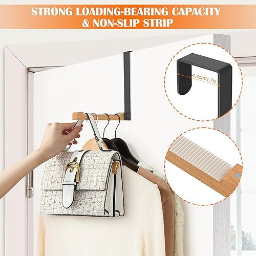 Miniatura 3 de Gancho de puerta plegable, ganchos plegables de madera, ganchos para colgar sobre la puerta, ahorran espacio, perfectos para secar ropa, colgar