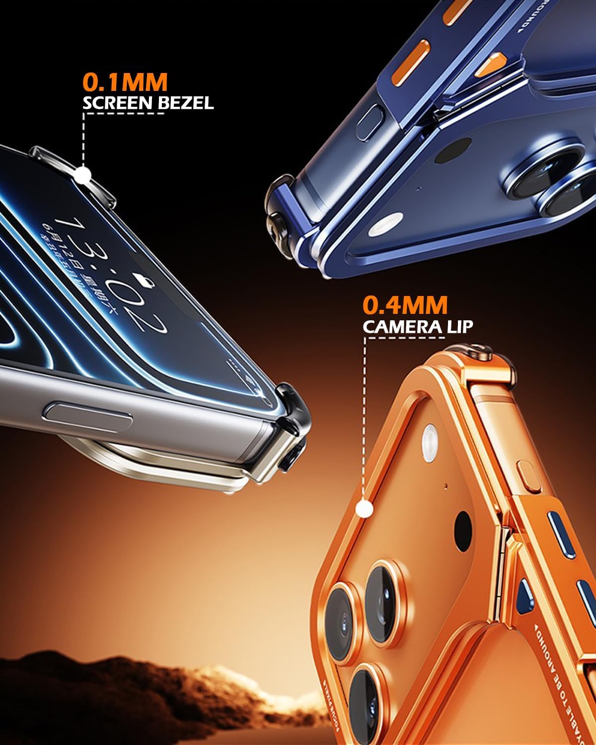 9 Shape Metal Bumper Case for iPhone 17 Pro Max, Aluminum Frame Slim Lightweight Shockproof Protective Cover Minimalist Frameless Design Bare Metal Feel Durable Drop Resistant, Blue