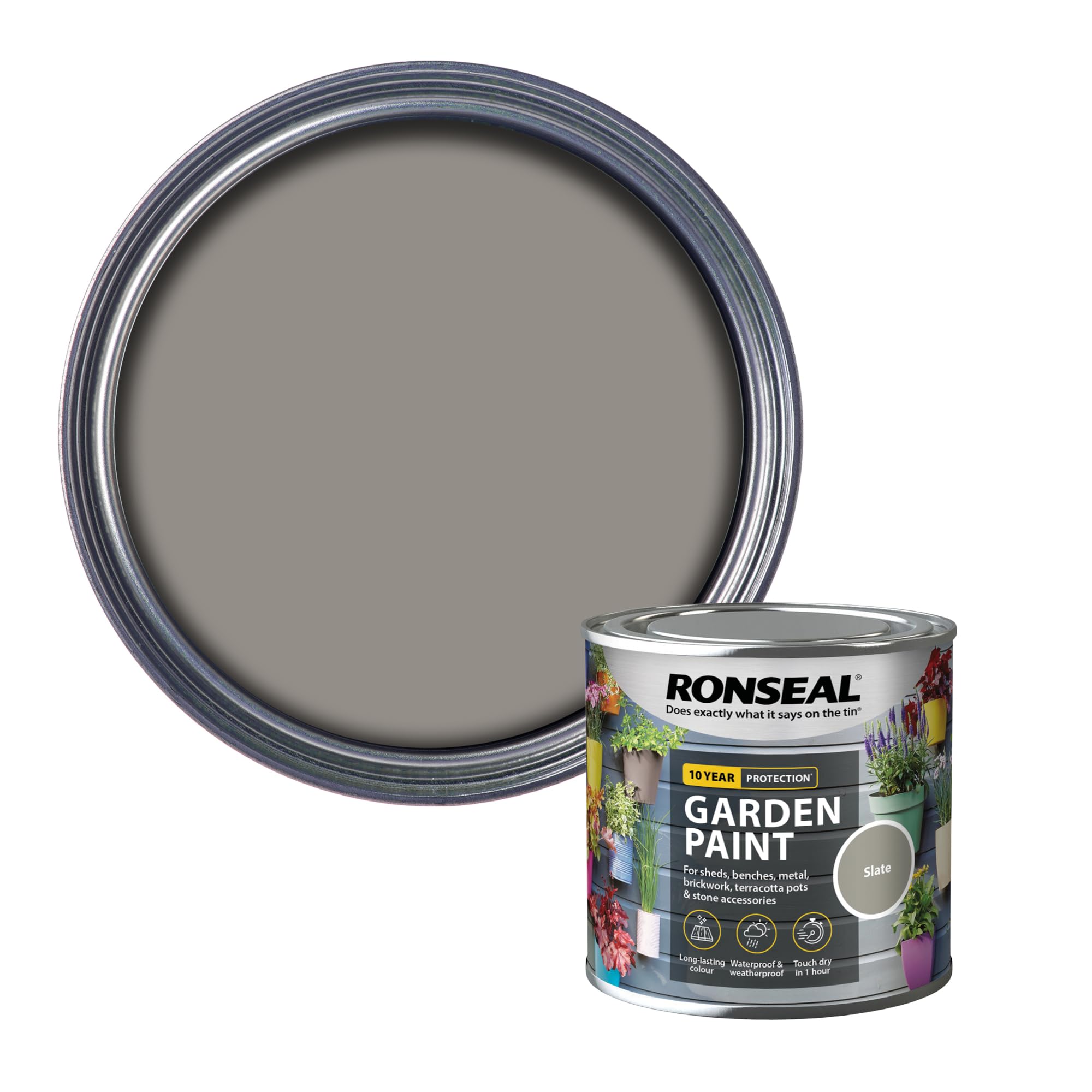 Ronseal Slate Rslgpsl250 Gpsl250 Garden Paint 250Ml, 250 Ml