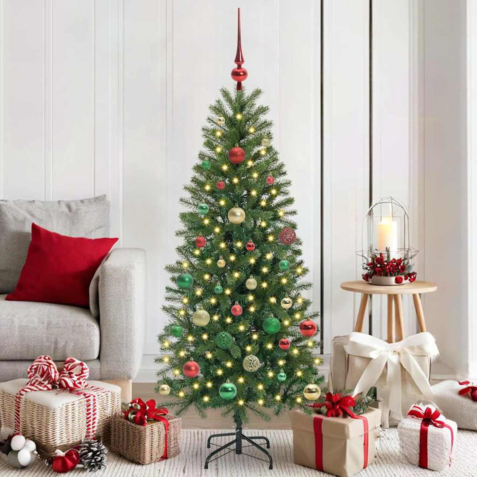 Árbol de Navidad artificial moderno Tidyard YFXQY-3397349ES con luces LED decorativas
