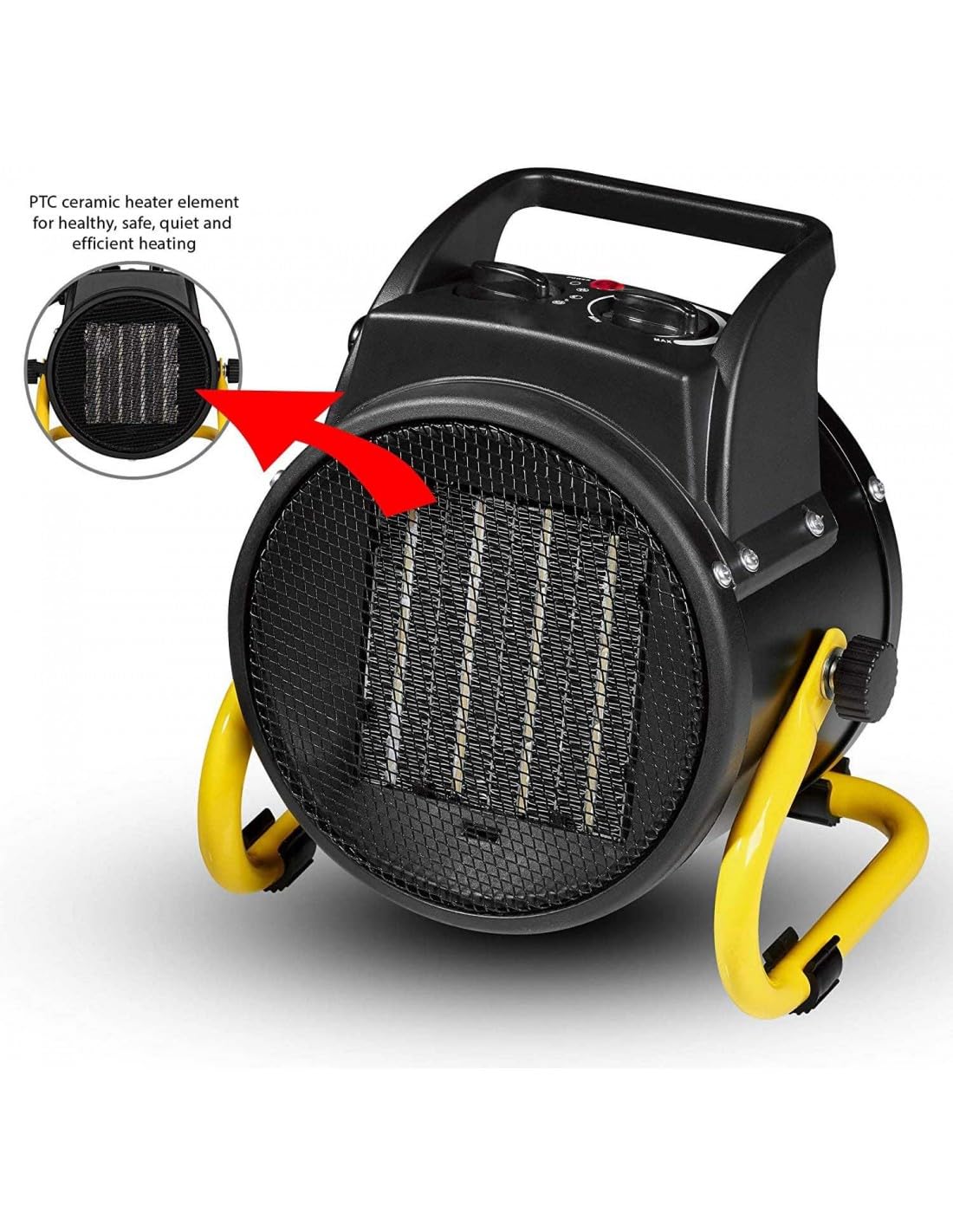 Stak STH2000W Generador de aire caliente de 2 kW. Tecnología cerámica para un calor más rápido. 2 velocidades, con termostato de seguridad y función ventilador. Cable de 140 cm.
