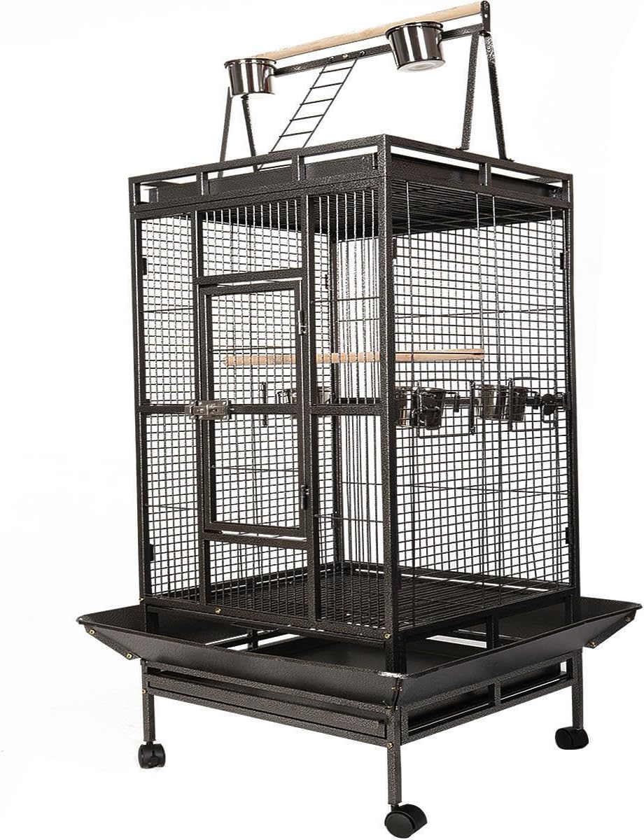 Giantex Bird Cage Large Play Top Parrot Finch Cage Macaw Cockatoo Pet Supplies, Black