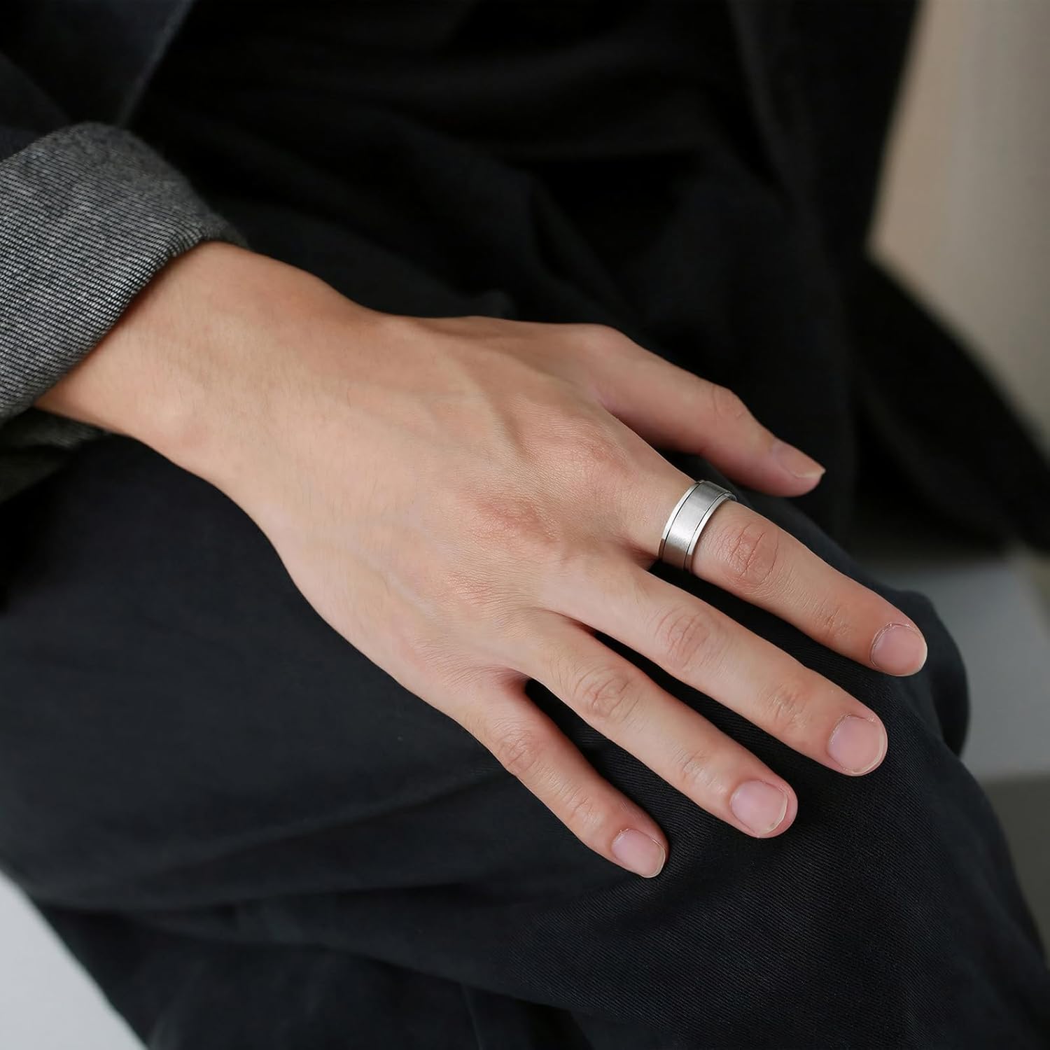 Men's Spinner Fidget Anxiety Ring 8MM Stainless Steel Rotation Wedding Rings for Men Women Stress Free Silver/Black/Gold/Blue Beveled Edges Engagement Bands Comfort Fit Jewelry Gifts Size 6-13 - Image 9