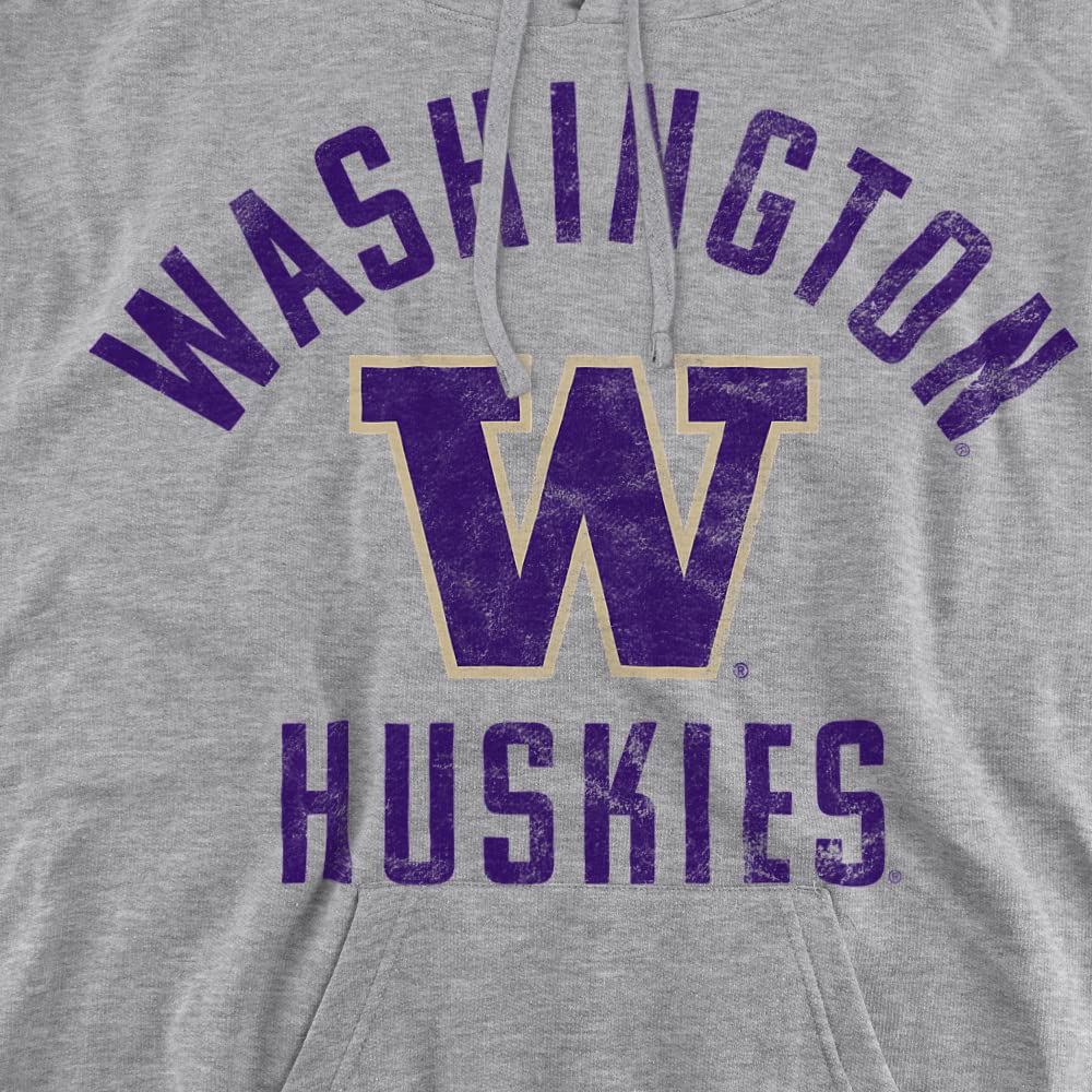 University of Washington Official Huskies Logo Unisex Adult Pull-Over Hoodie,Athletic Heather, Medium