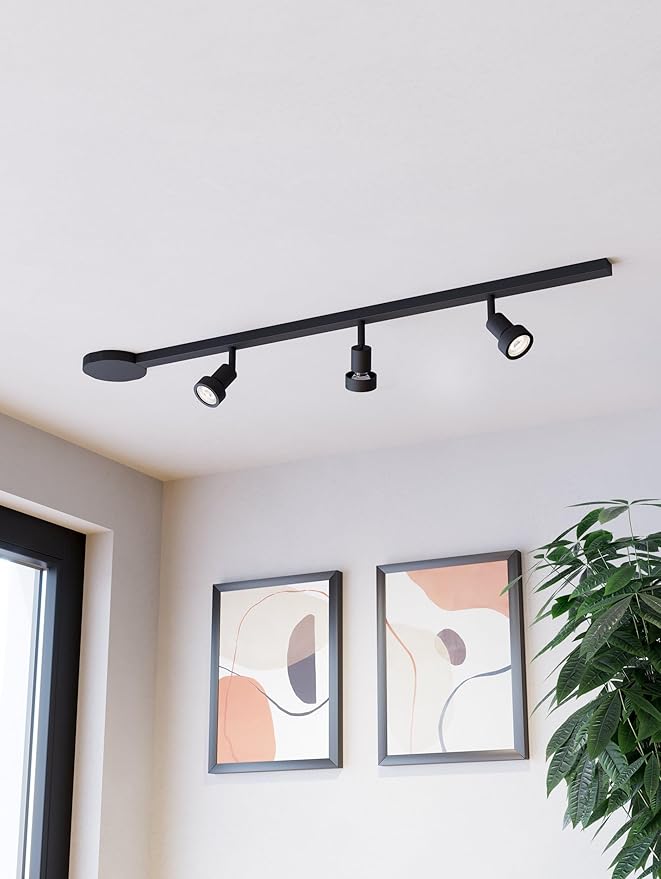 Eglo EGLO Hoogvolt railsysteem Easy Track, uitbreidbare set met 3 plafondspots, plafondlamp raillijst van aluminium en kunststof in zwart, lampen met GU10-fitting, 102 cm photo 2