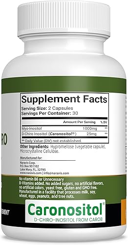 Miniatura 8 de Naravis Myo-Inositol & D-Chiro Inositol Supplement  401 Ratio with Caronositol  Supports Hormonal Balance, Ovarian Function & Cycle Regularity