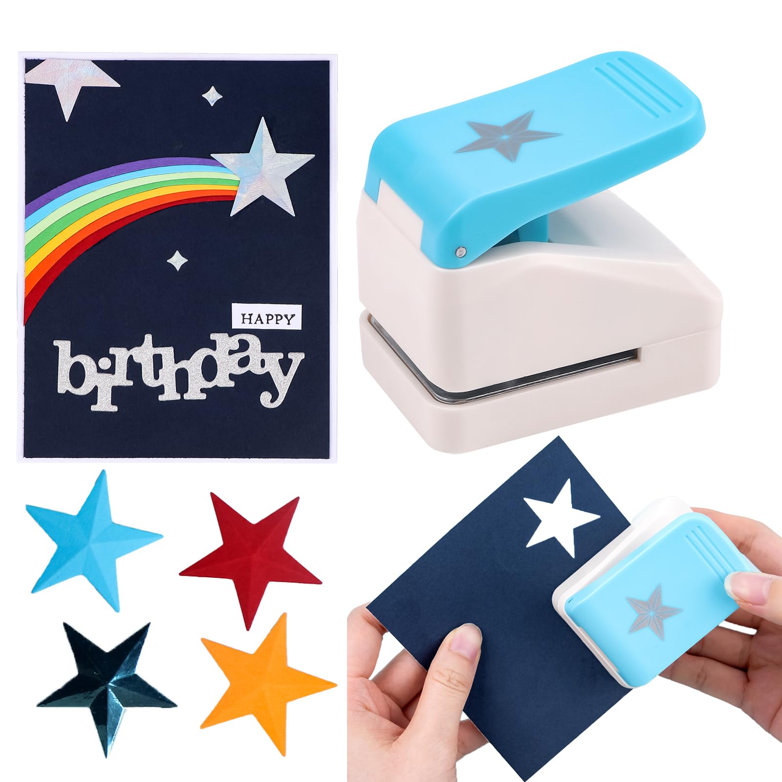 3D Star 1.4x1.4inch Embossing Punch; Punches Score Tools for Scrapbooking Journaling Paper Craft DIY Card Making Paper Crafting Scrapbooking DIY Card Making Arts Crafts Supplies — image 1