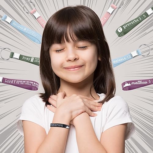 Miniatura 4 de 36 llaveros de la Biblia cristiana con escritura, versículos de silicona inspiradores, llaveros religiosos, regalo para la iglesia, Con color