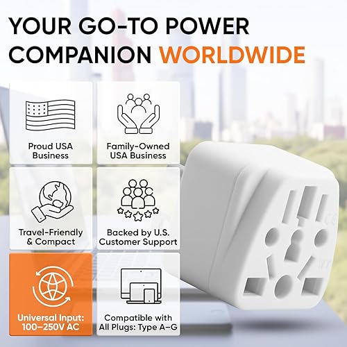 Miniatura 7 de Adaptador de enchufe de viaje de EE. UU., Unidapt EUReino UnidoAUCNJPAsiaItaliaBrasil a Estados Unidos tipo B, enchufe de pared de Estados Unidos