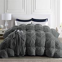 Vista 2 de PureDown® Edredón de plumón de ganso gris tamaño king de 800 de potencia de relleno, 100% algodón para todas las estaciones, edredón de 700 hilos