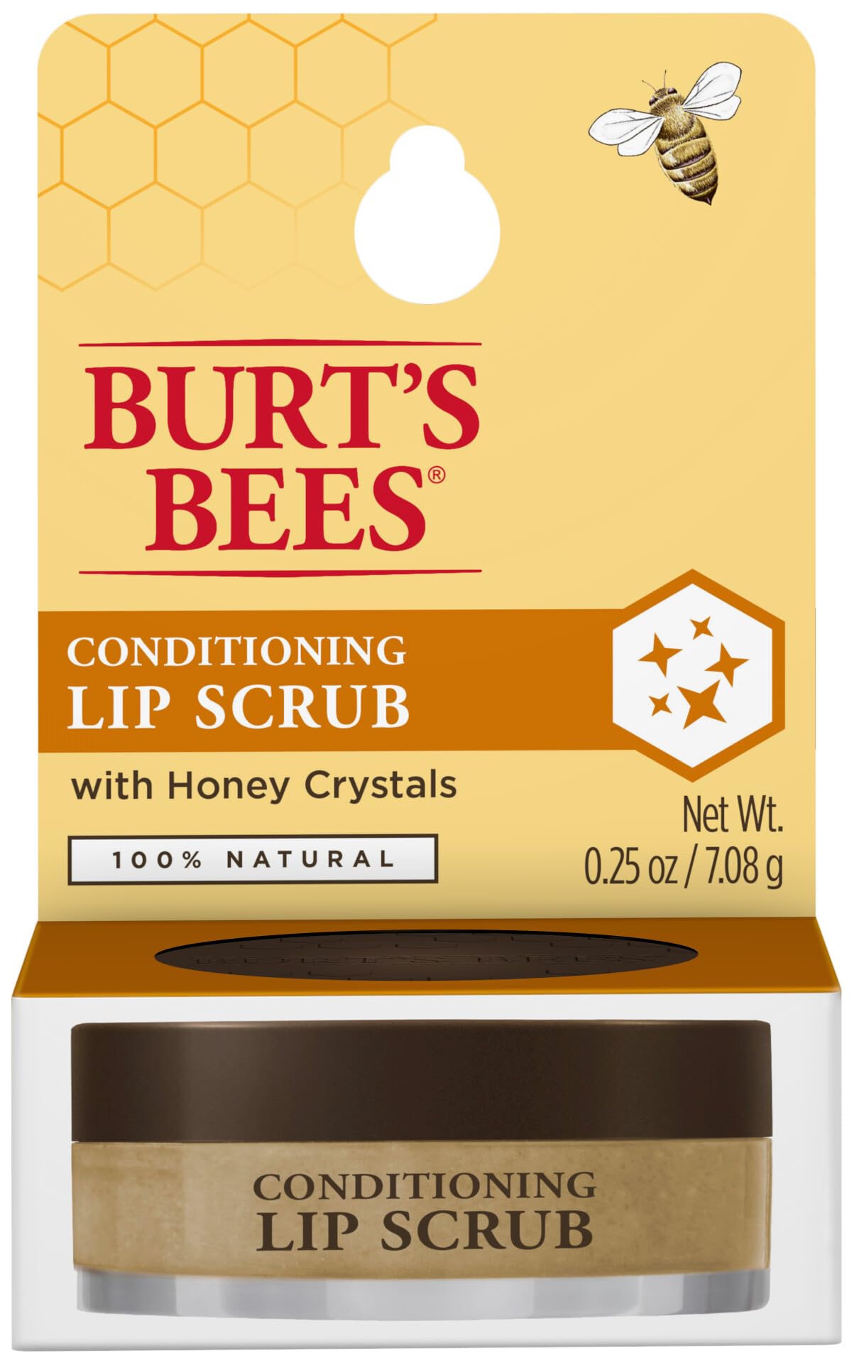 Burt's Bees Conditioning Lip Scrub with Exfoliating Honey Crystals, 100% Natural Lip Exfoliator for Dry Lips | Get Soft & Smooth Lips - 7.08g
