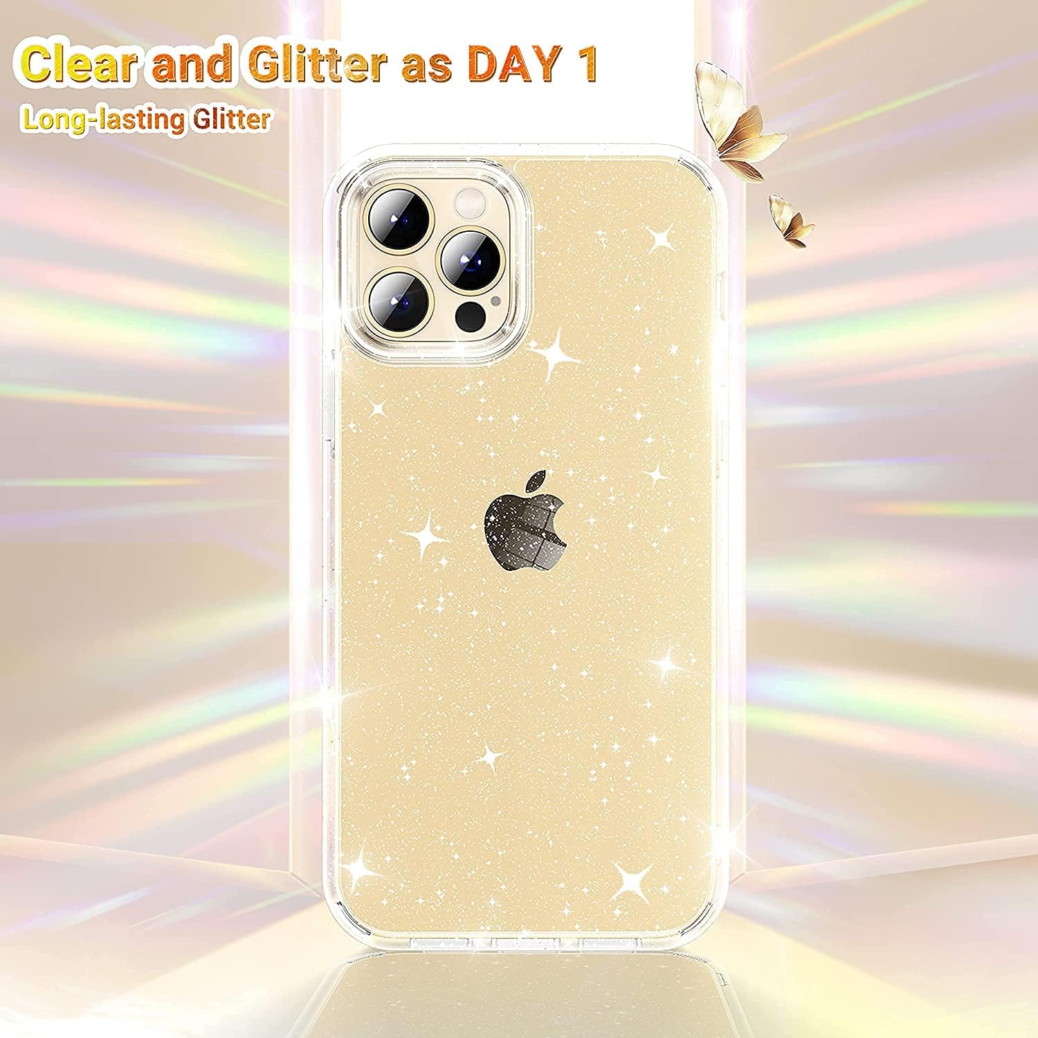 CASEKOO Diamond Glitter Designed for iPhone 12 Pro Max Case, [Yellow Resistant] Bling Clear & Shockproof Protective Sparkle Phone Cover Thin Slim Case for Women & Girls (6.7”) 2020- Twinkle Stardust