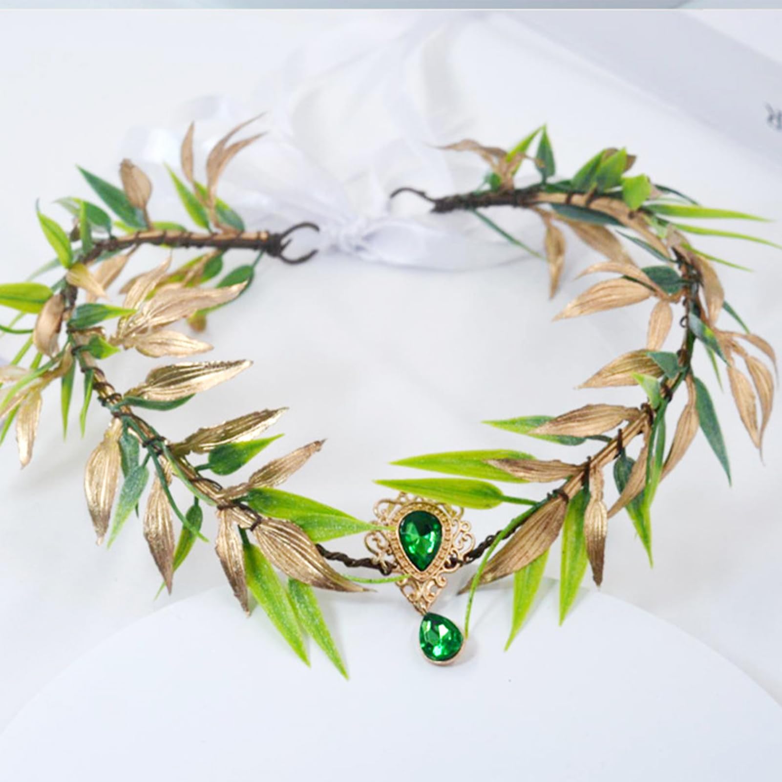 Fee Kopfschmuck - Grüne Renaissance Tiara Göttin Cosplay Stirnband Fantasie Haarschmuck für Erwachsene Frauen Mädchen Renaissance Faire Festival Halloween Party Hochzeit Fotoshooting