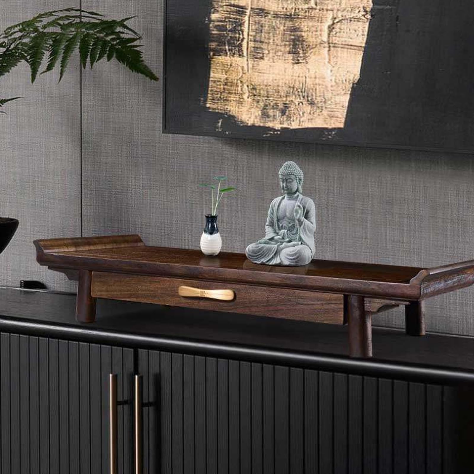 JNTFNE Rosewood Altar Table for Home Shrine, Modern Chinese Buddhist Prayer with Drawer, Sturdy Wood Meditation Living Room & Entryway Decor(Walnut,48cm/18.8in)