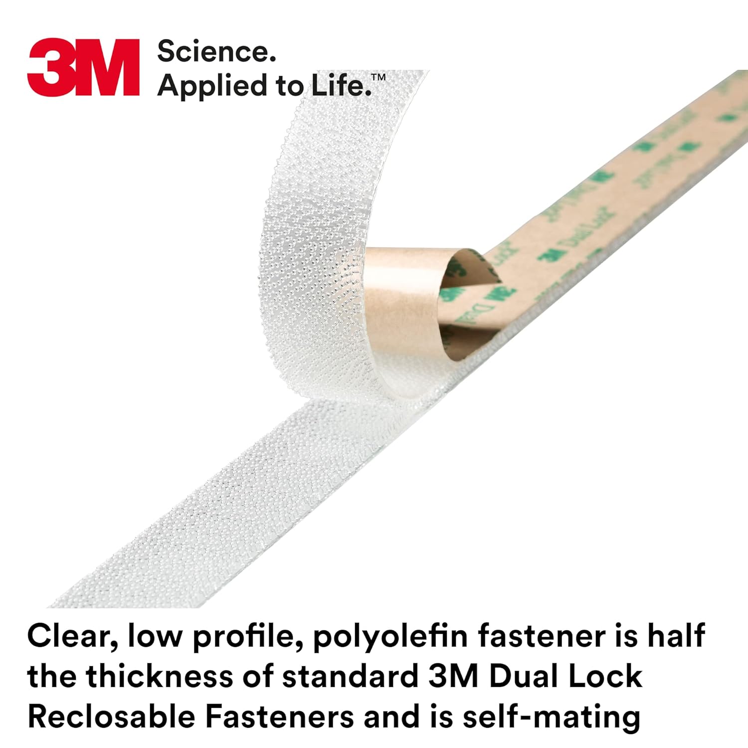 3M Dual Lock Low Profile Reclosable Fastener SJ4570, Clear, 1 in x 50 yd, Secure Interlocking Alternative to Screws and Bolts, Smooth Aesthetic, Indoor Use, 2 Rolls