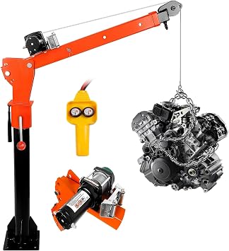 Electric Truck Crane, Folding Truck Bed Crane with Electric Winch 2200 Lbs, 1300lbs Load Capacity, 360 Swivel Lift Electric Hoist for Lifting Goods in Factory, Timber Mill, Construction