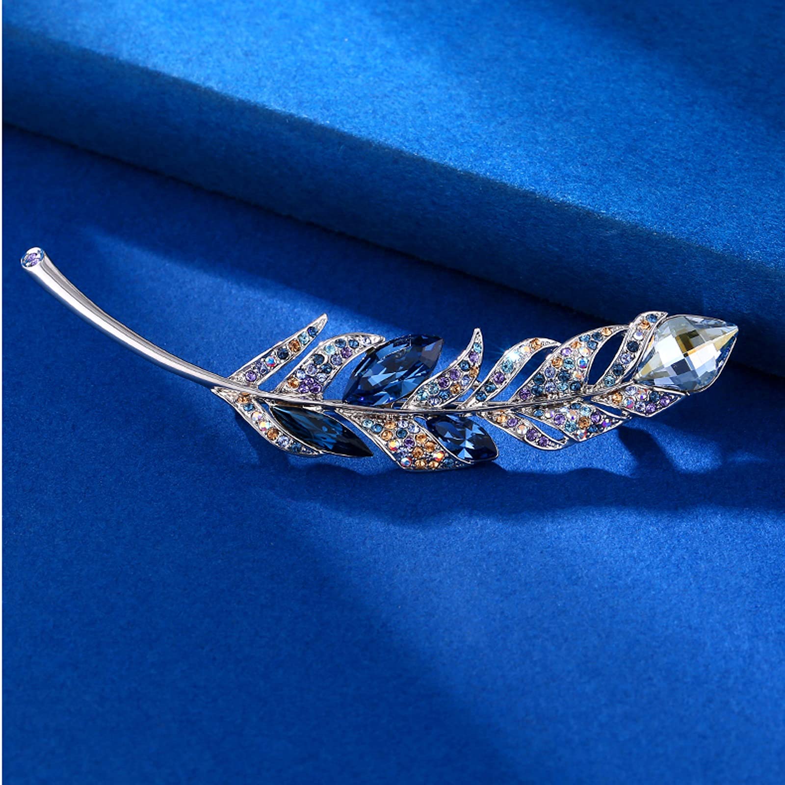 Broches delicados de Moda para Mujer con Plumas y Cristales Elegantes para Solapas de Chaquetas, Bufandas, suéteres y Vestidos.