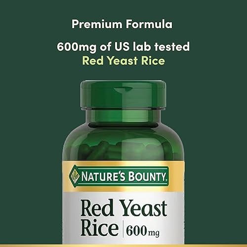 Miniatura 4 de Natures Bounty Píldoras de arroz de levadura roja y suplemento de salud herbal aditivo dietético 600 mg 120 cápsulas paquete de 2