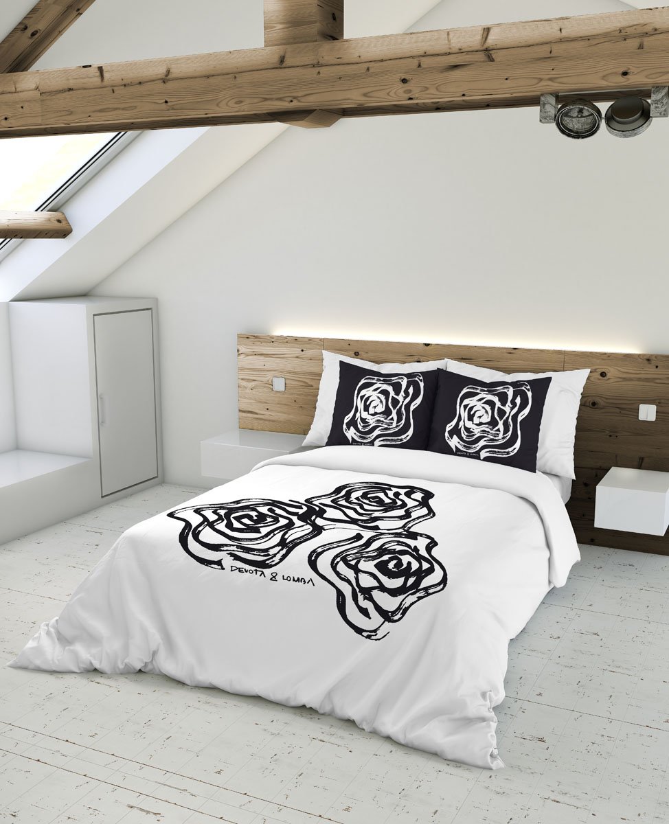 Devota & Lomba Rosas Funda Nórdica, Algodón, Multicolor, cama 135 cm
