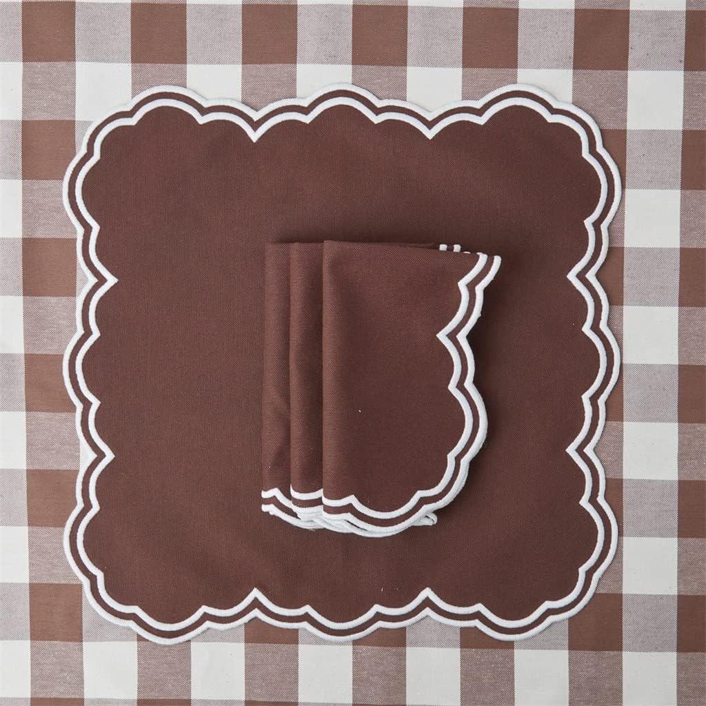 Set of 12 Embroidered Placemats Napkins Tablecloths Festive Party Home Table Decorations