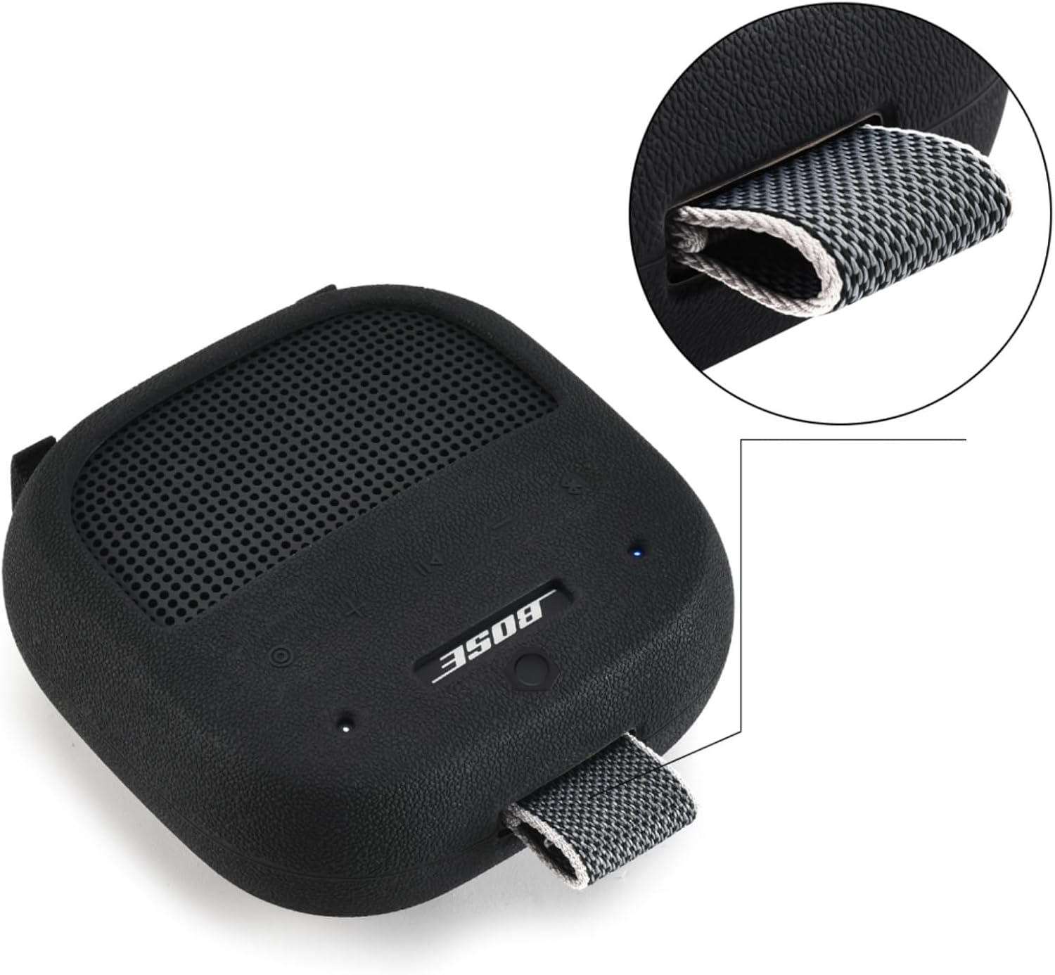 Silicone Case Sleeve for Bose SoundLink Micro 2nd Gen,Protective Case for Bose SoundLink Micro 2,with Carabiner (Black) - Image 6