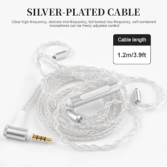 SE215 Mic Cable Compatible with Shure SE215, SE215 PRO, SE315, SE425, SE425 PRO, SE535, SE846, AONIC 3, AONIC 4, AONIC 5, UE900 Earphones, MMCX Earphone Cable, 4ft