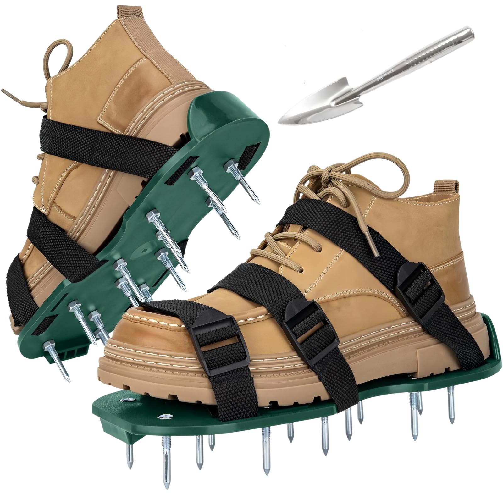 Chaussures aératrices de pelouse, chaussures à clous, pour aérateurs de pelouse et scarificateurs, avec fermeture et clous pré-montés, pour l'entretien du jardin et comme chaussures de chape