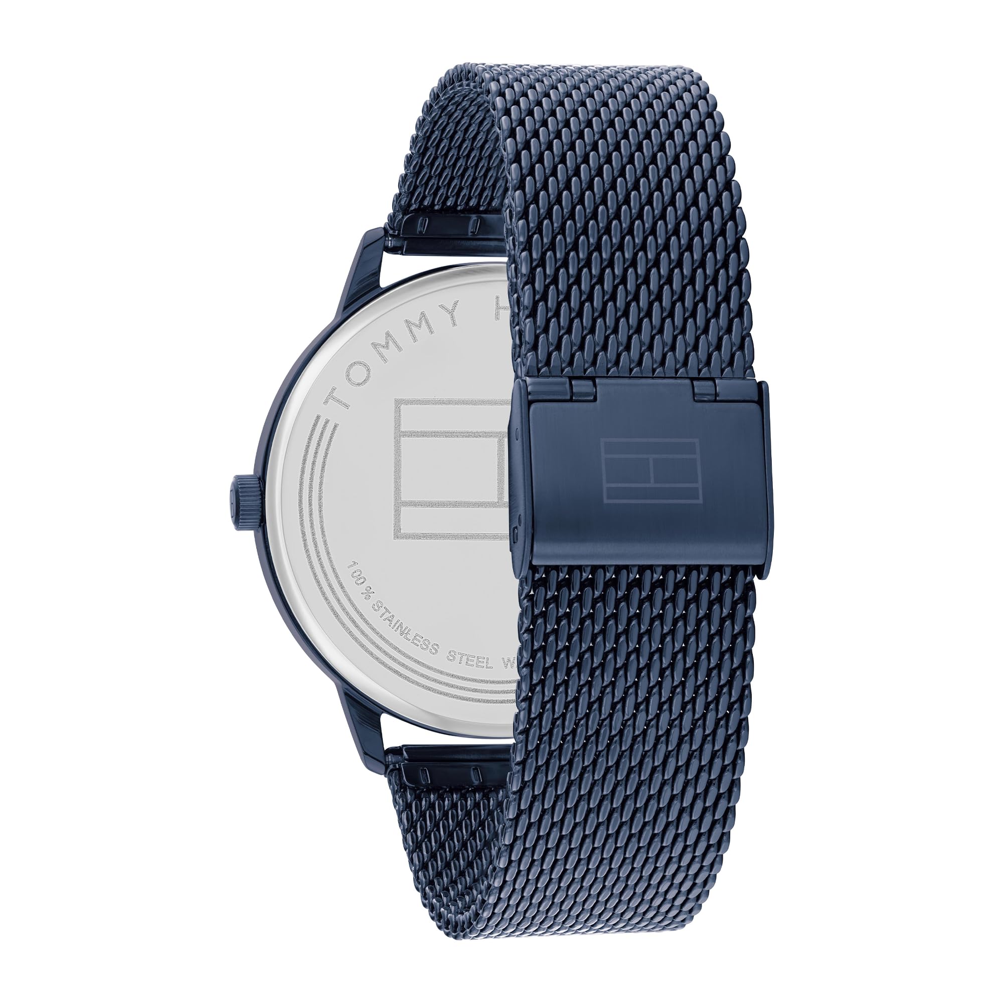 Tommy Hilfiger Orologio Analogico al Quarzo da Uomo con Cinturino in Maglia Metallica in Acciaio Inossidabile Blu