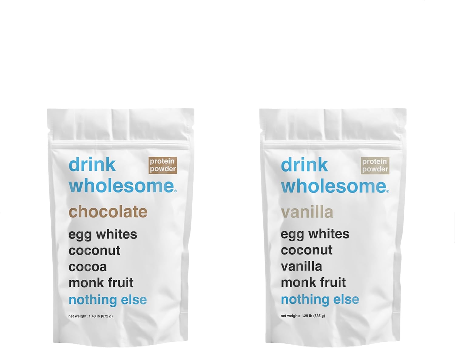 drink wholesome Chocolate and Vanilla Egg White Protein Powder Bundle