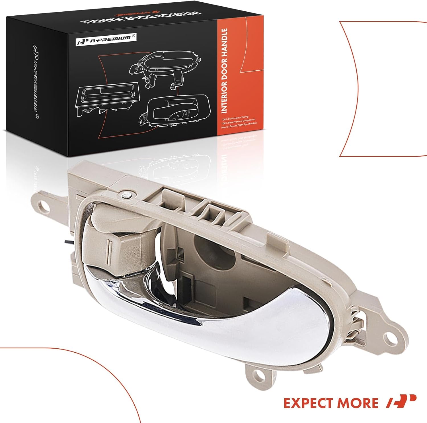 A-Premium Front or Rear Left Driver Side Interior Door Handle Compatible with Nissan Murano 2009-2014, Beige Housing with Chrome Lever, Replace# 80671-1AN1A