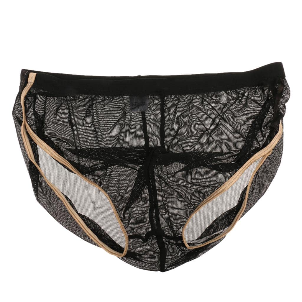 nivaa Mens Sexy Mesh Gilt-edged Underwear Boxer Briefs Shorts Underpants S Black-picture-19
