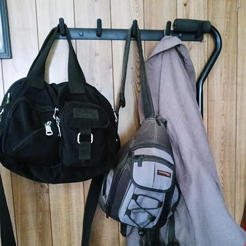 Miniatura 6 de Perchero de pared negro con 5 ganchos para montar en la pared, modernos ganchos de pared para entrada, dormitorio, baño (paquete de 2)