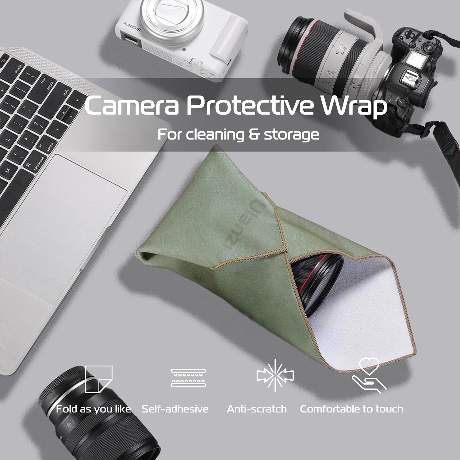 ULANZI Magic Universal Storage Cloth, Easy Wrapping and Safe Protection from Collissions， Bumping and Friction for Camera & Digital Accessories (45 * 45cm)