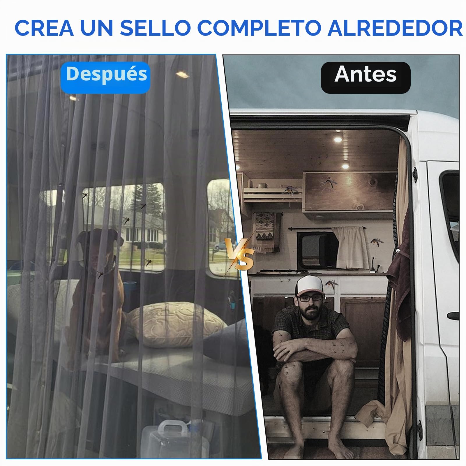 JOJOCY Mosquitera magnética para furgonetas (techo medio/alto)Mercedes Sprinter, Renault Master, VW Crafter, techo súper altoFord Transit, autocaravana (trasera 210 x 150 cm